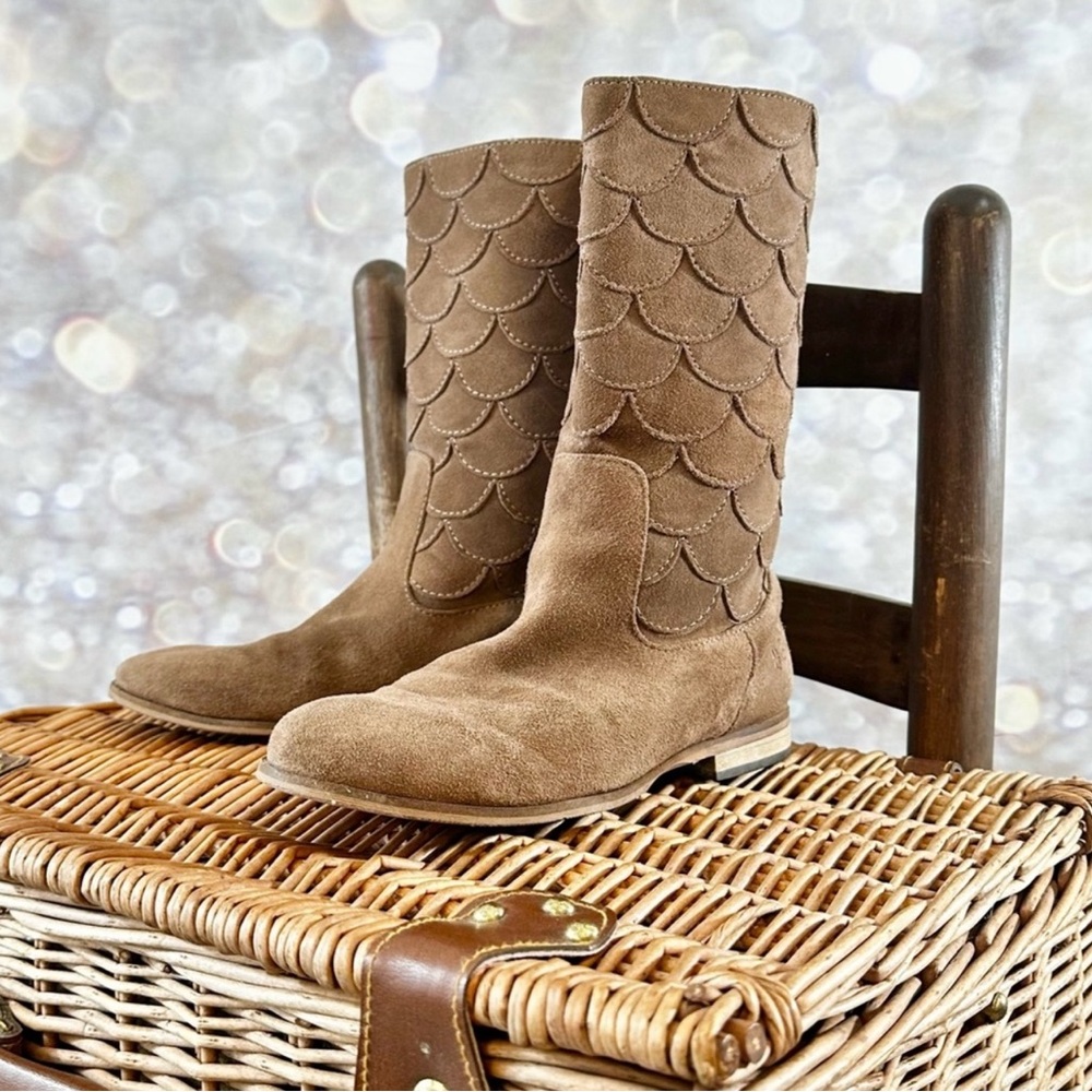 Lucky Brand Afina Leather Scalloped Boots